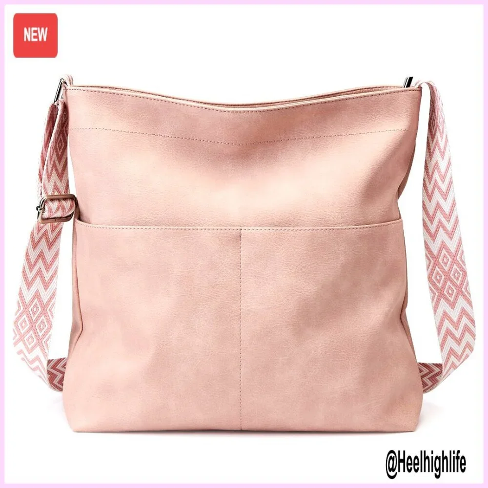Large Vegan Leather Hobo Bag Crossbody Tote for Laptop Travel Work